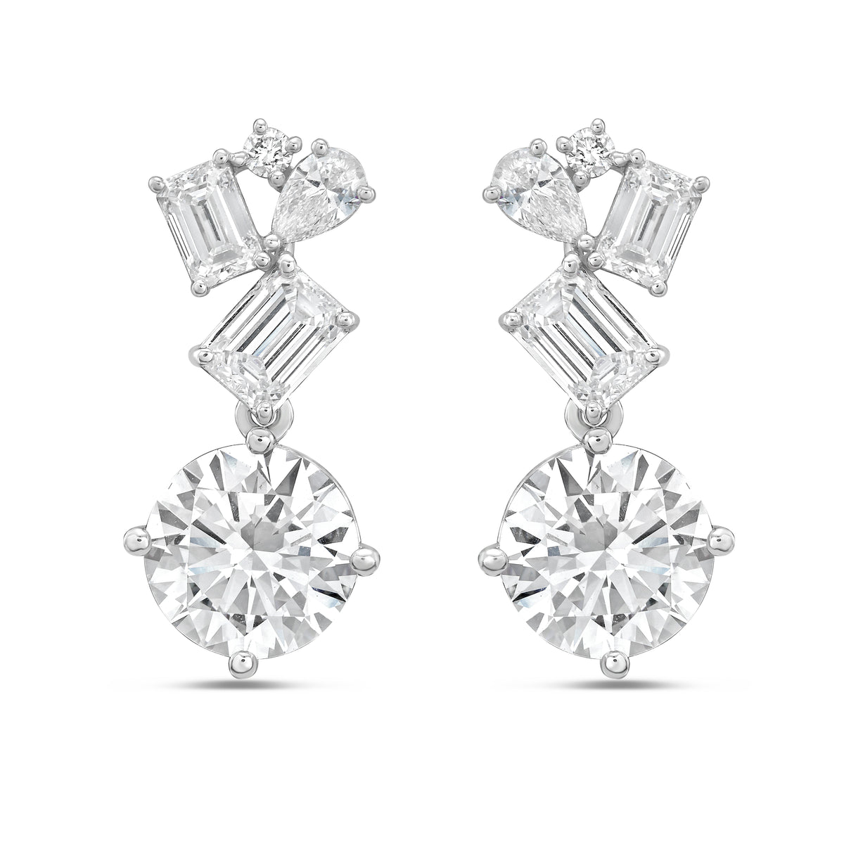 Lab Grown Multi-Cut Diamond Drop Earrings