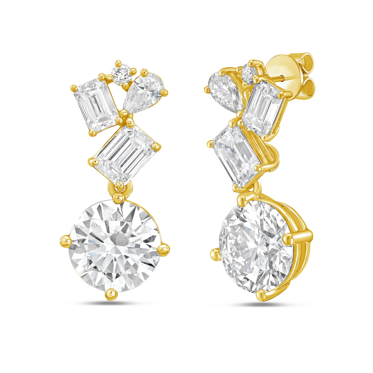 Lab Grown Multi-Cut Diamond Drop Earrings