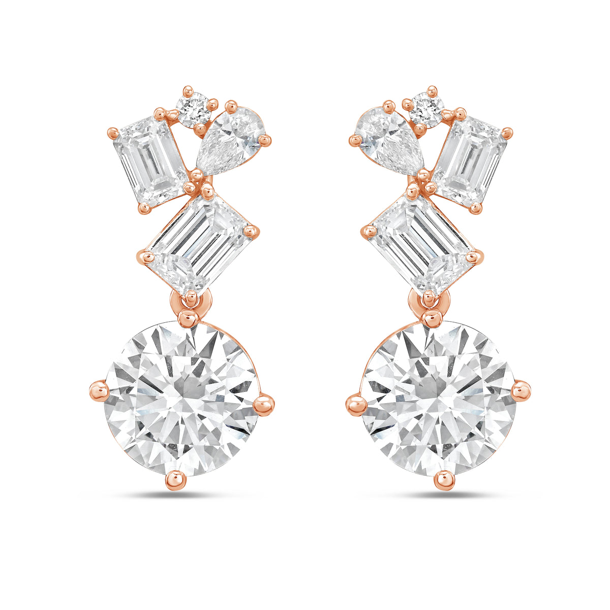 Lab Grown Multi-Cut Diamond Drop Earrings