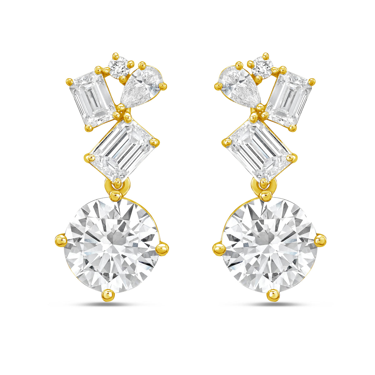 Lab Grown Multi-Cut Diamond Drop Earrings