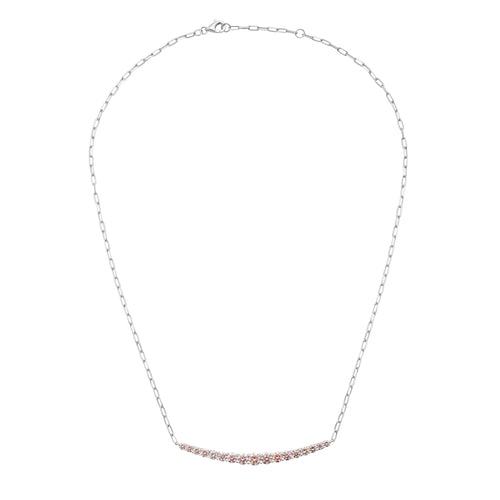 Lab Grown Pink Diamond Graduated Curved Bar Necklace