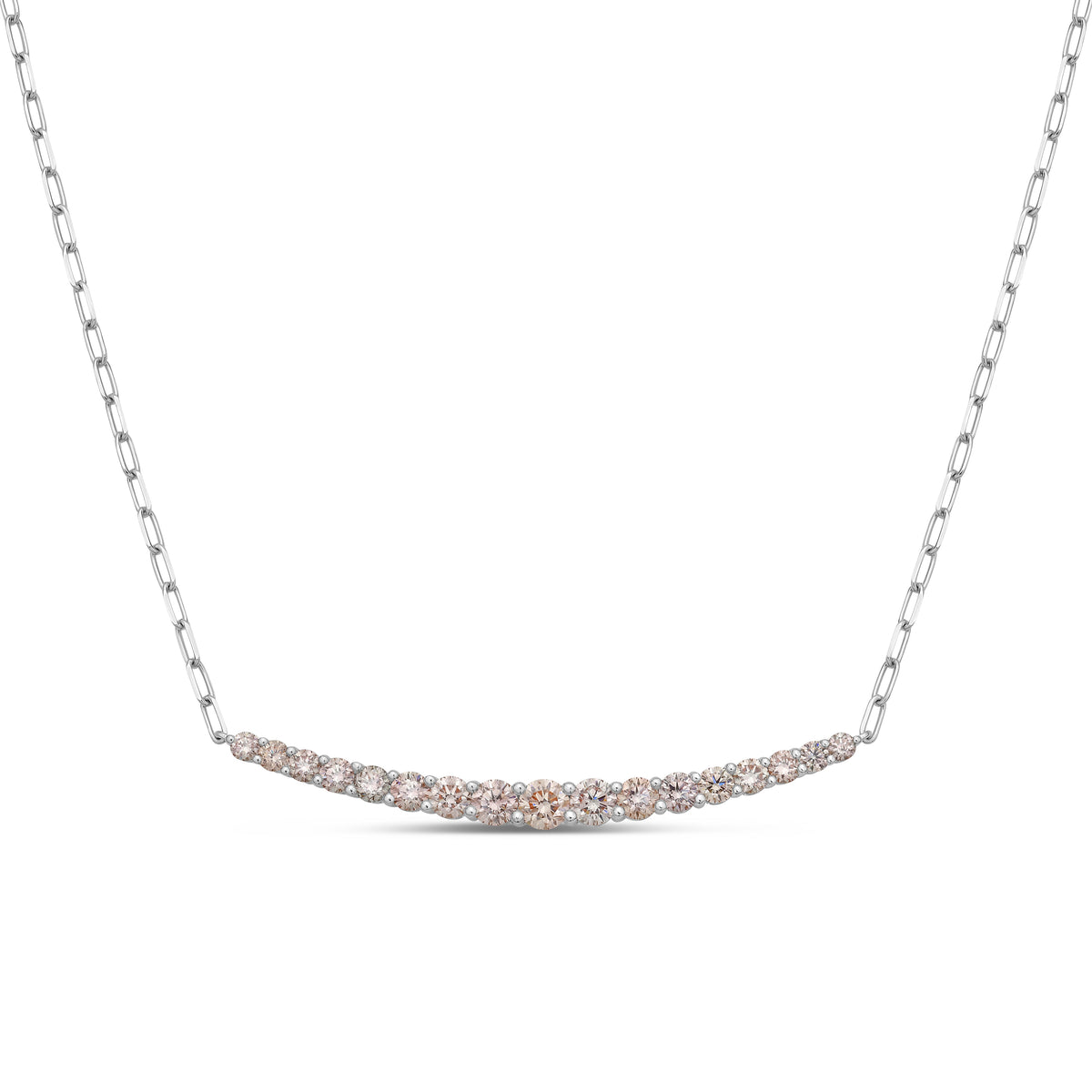 Lab Grown Pink Diamond Graduated Curved Bar Necklace