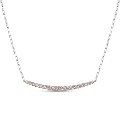 Lab Grown Pink Diamond Graduated Curved Bar Necklace