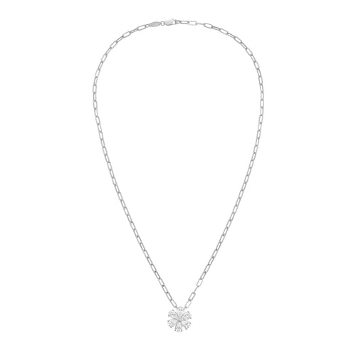 Lab Grown Flower Pendant With Paperclip Chain
