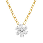 Lab Grown Flower Pendant With Paperclip Chain