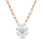 Lab Grown Flower Pendant With Paperclip Chain