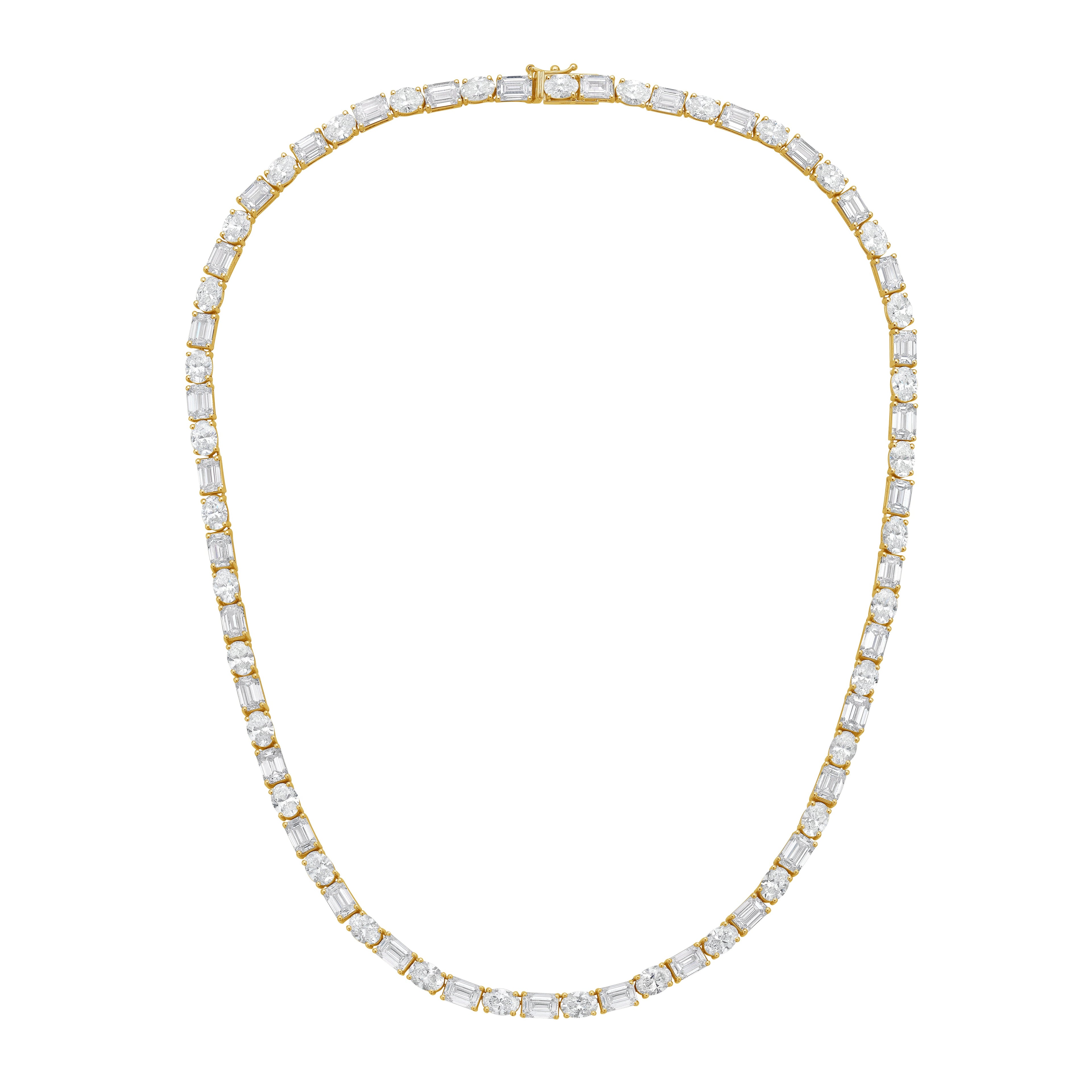 Lab Grown Oval And Emerald Diamond Tennis Necklace