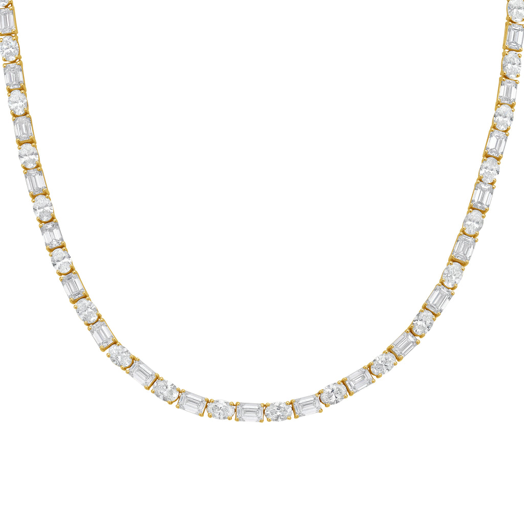 Lab Grown Oval And Emerald Diamond Tennis Necklace