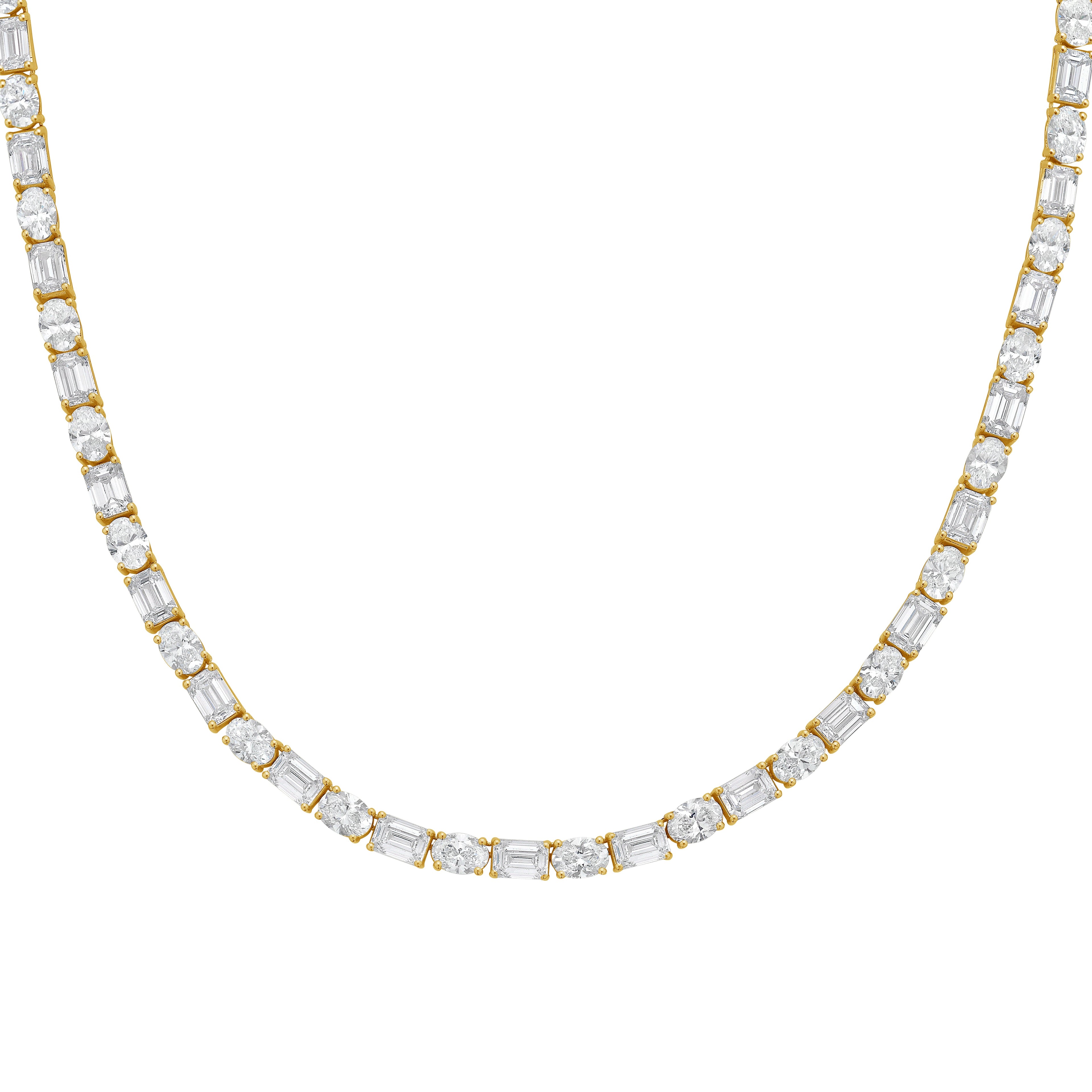 Lab Grown Oval And Emerald Diamond Tennis Necklace