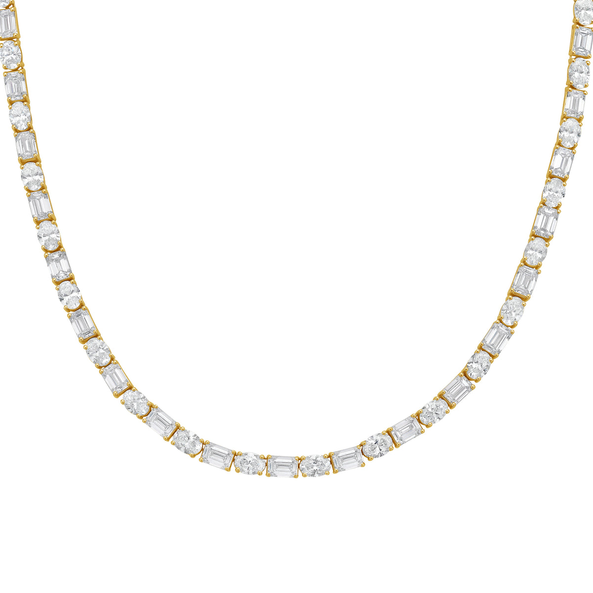 Lab Grown Oval And Emerald Diamond Tennis Necklace