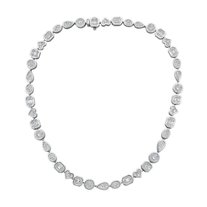 Lab Grown Multi-Cut Diamond Bezel Necklace