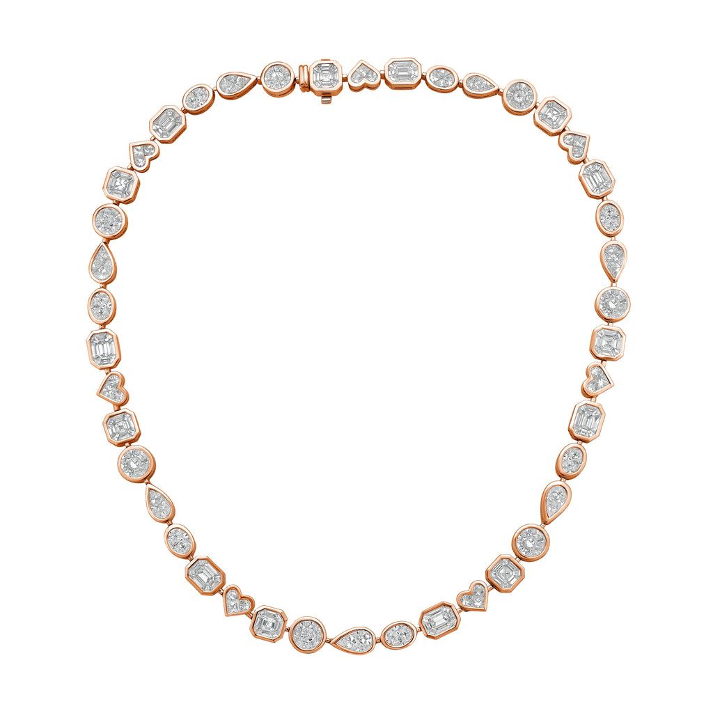 Lab Grown Multi-Cut Diamond Bezel Necklace