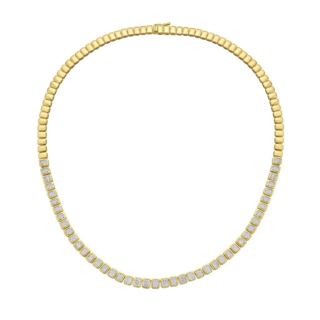 Lab Grown Radiant Cut Halfway Bezel Necklace