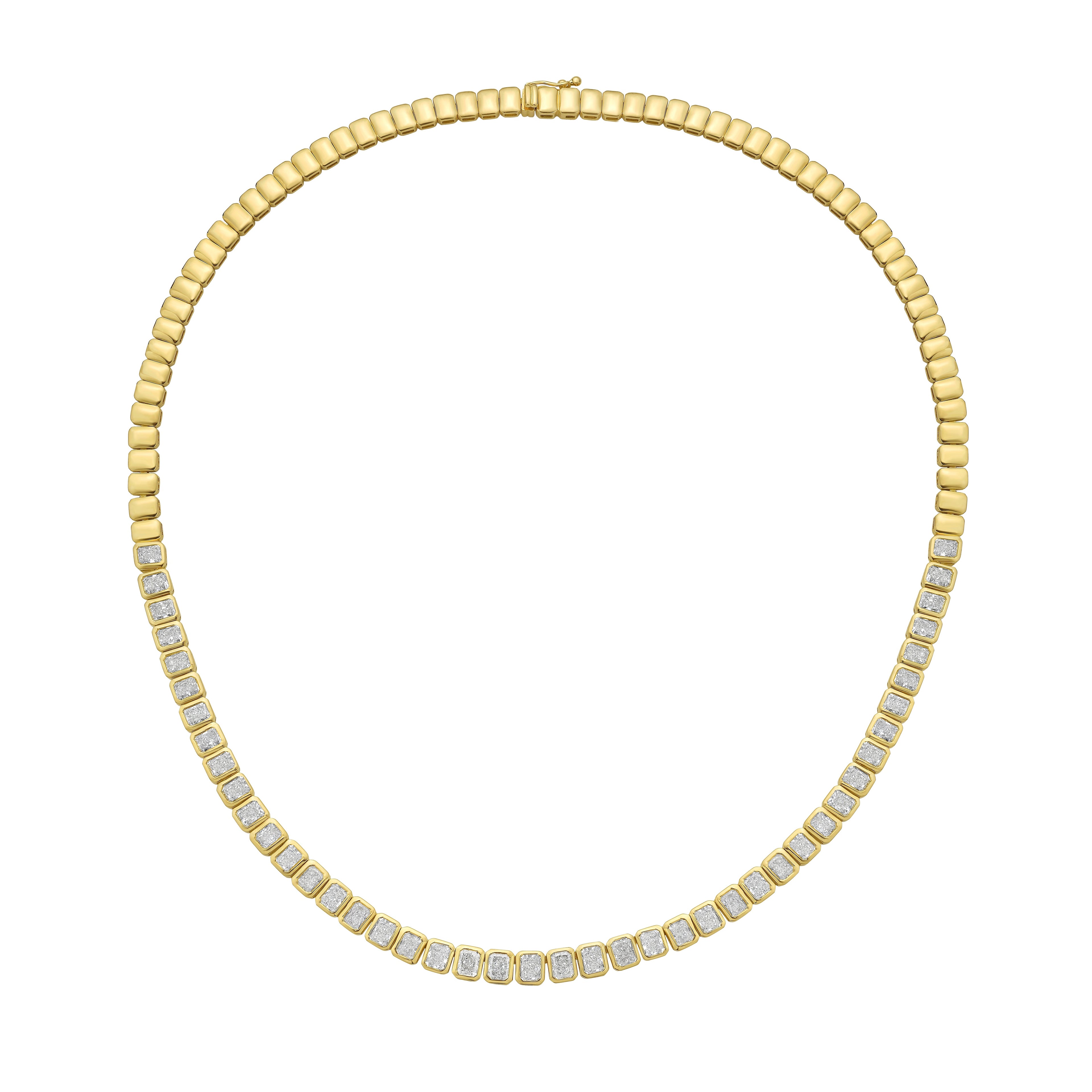 Lab Grown Radiant Cut Halfway Bezel Necklace