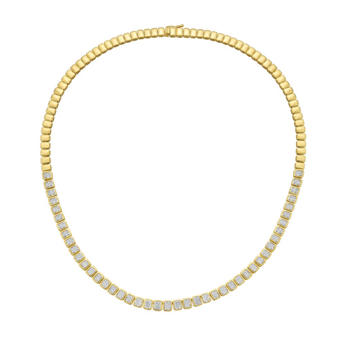 Lab Grown Radiant Cut Halfway Bezel Necklace