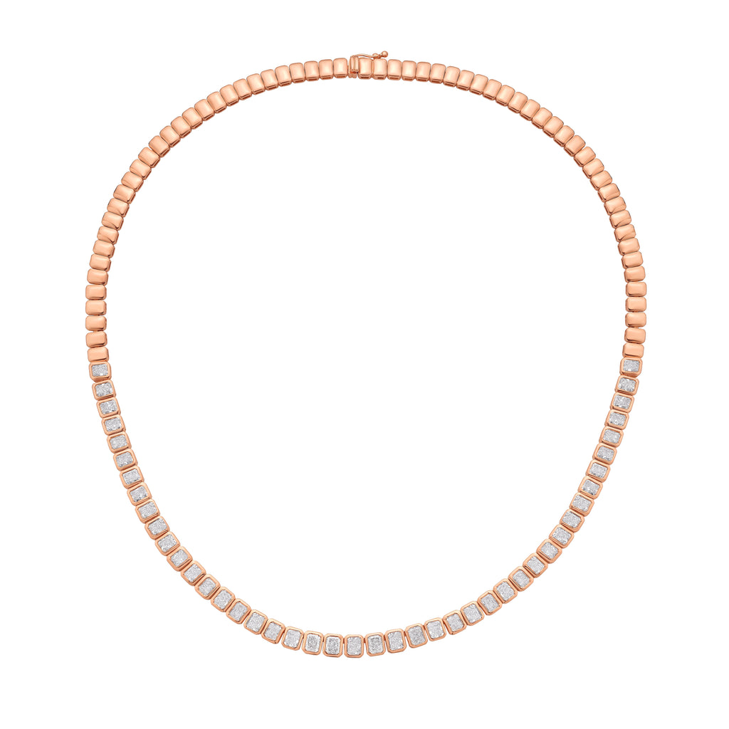 Lab Grown Radiant Cut Halfway Bezel Necklace