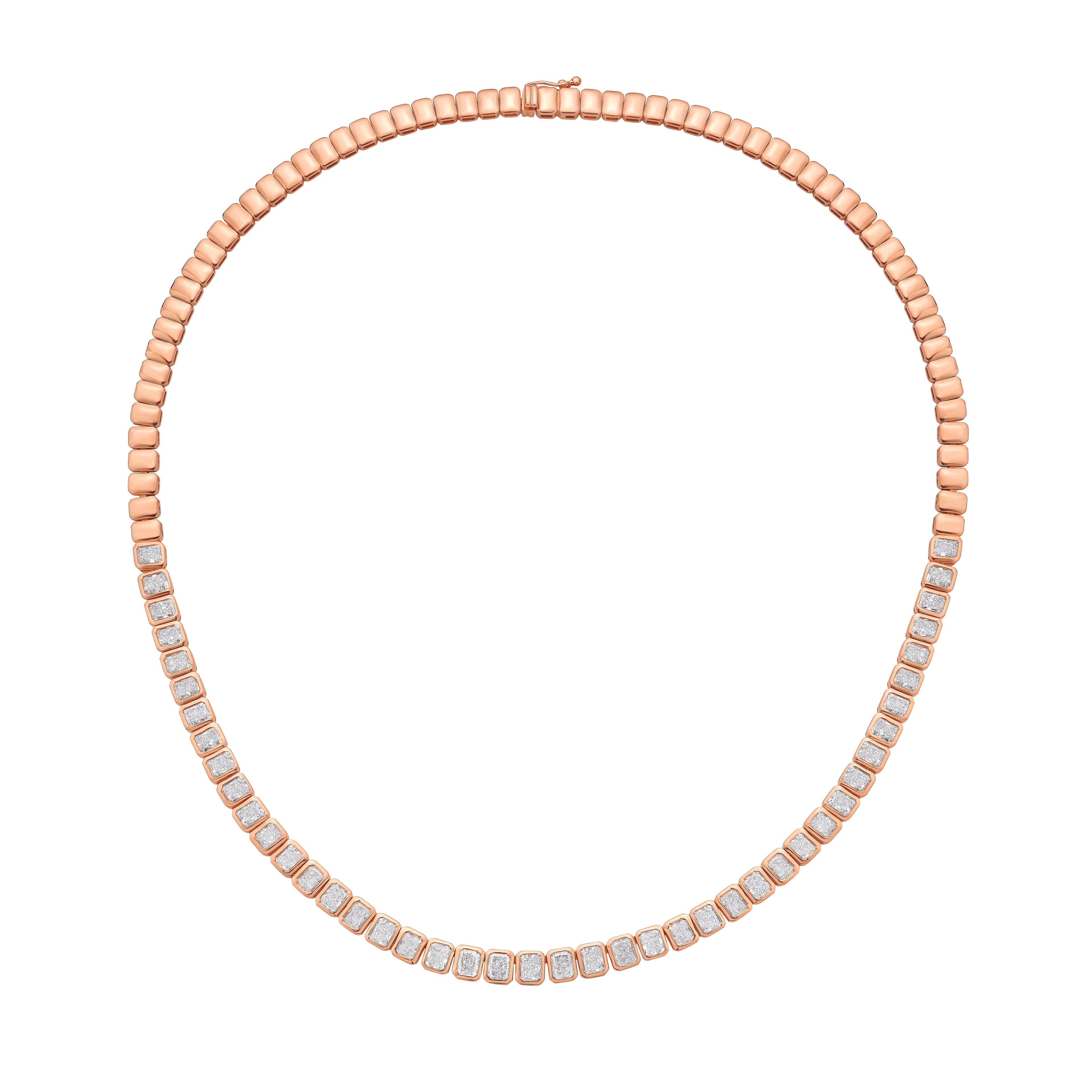 Lab Grown Radiant Cut Halfway Bezel Necklace
