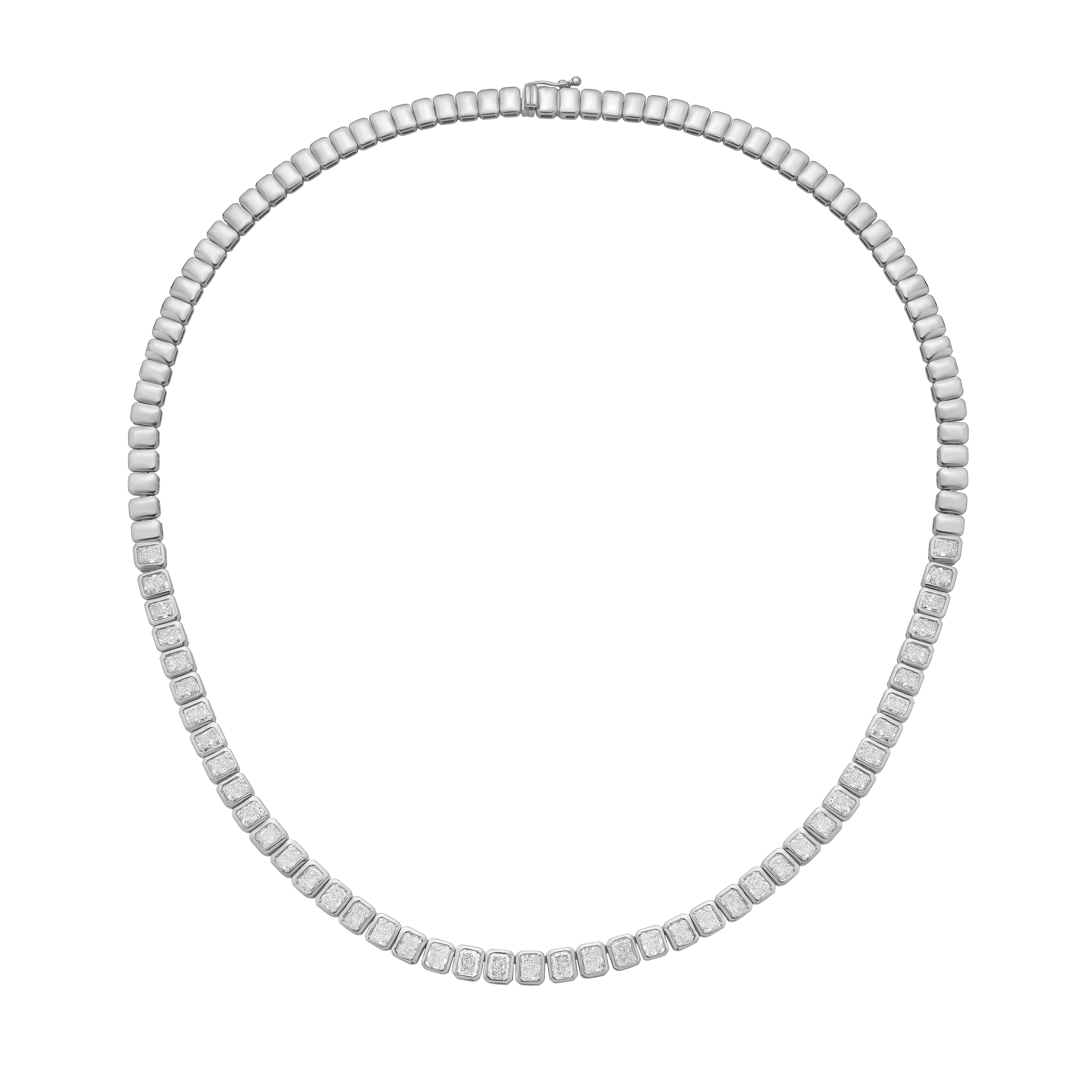 Lab Grown Radiant Cut Halfway Bezel Necklace