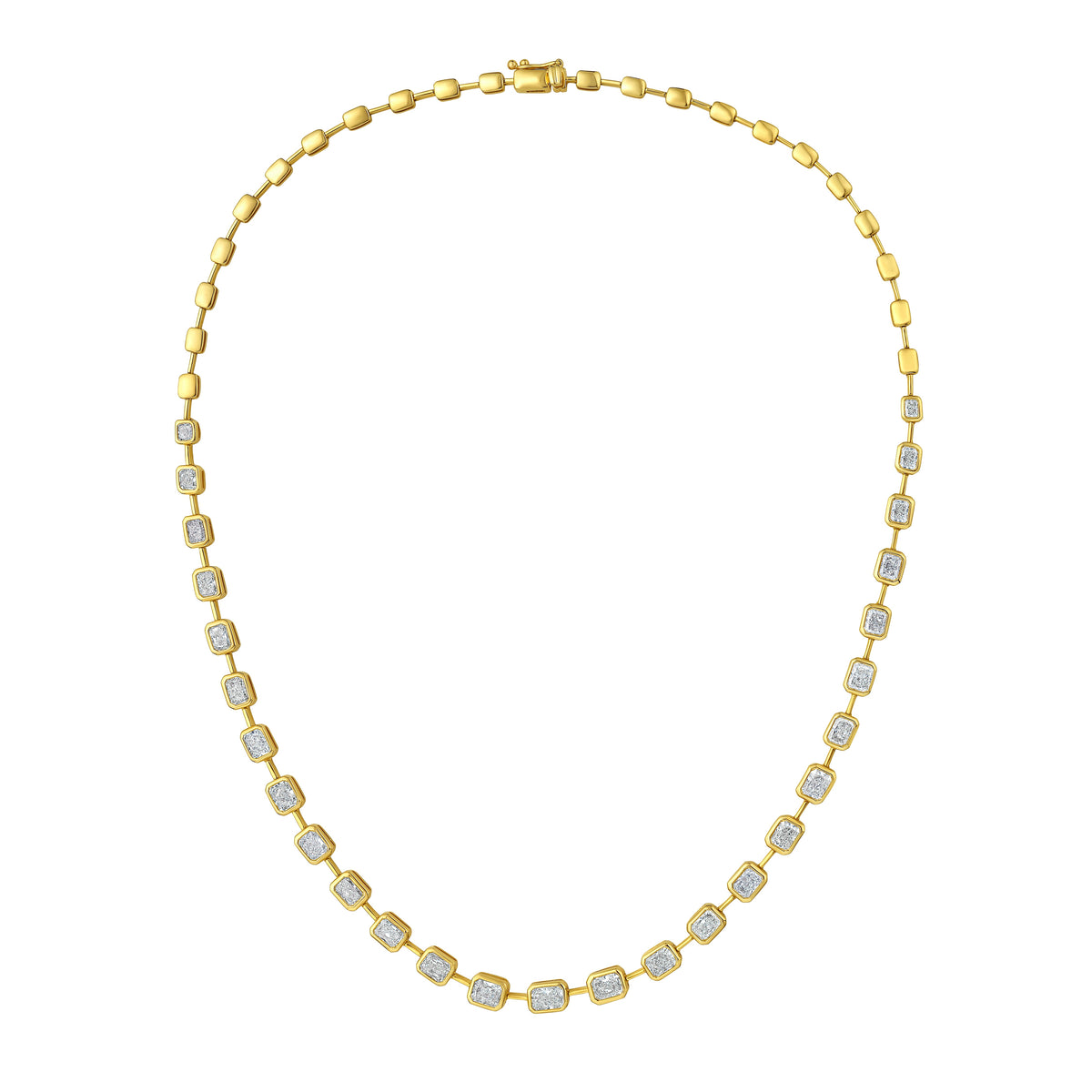 Lab Grown Radiant Diamond Graduated Bezel Station Necklace