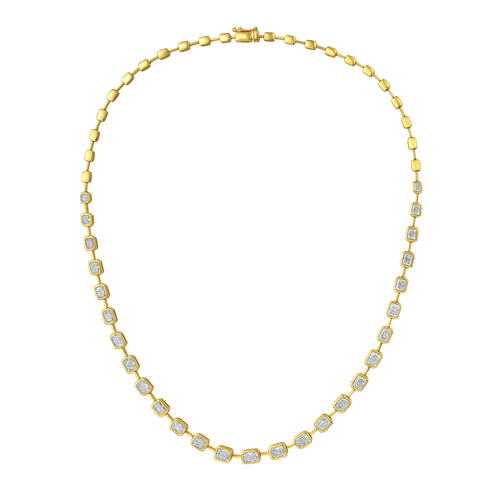 Lab Grown Radiant Diamond Graduated Bezel Station Necklace