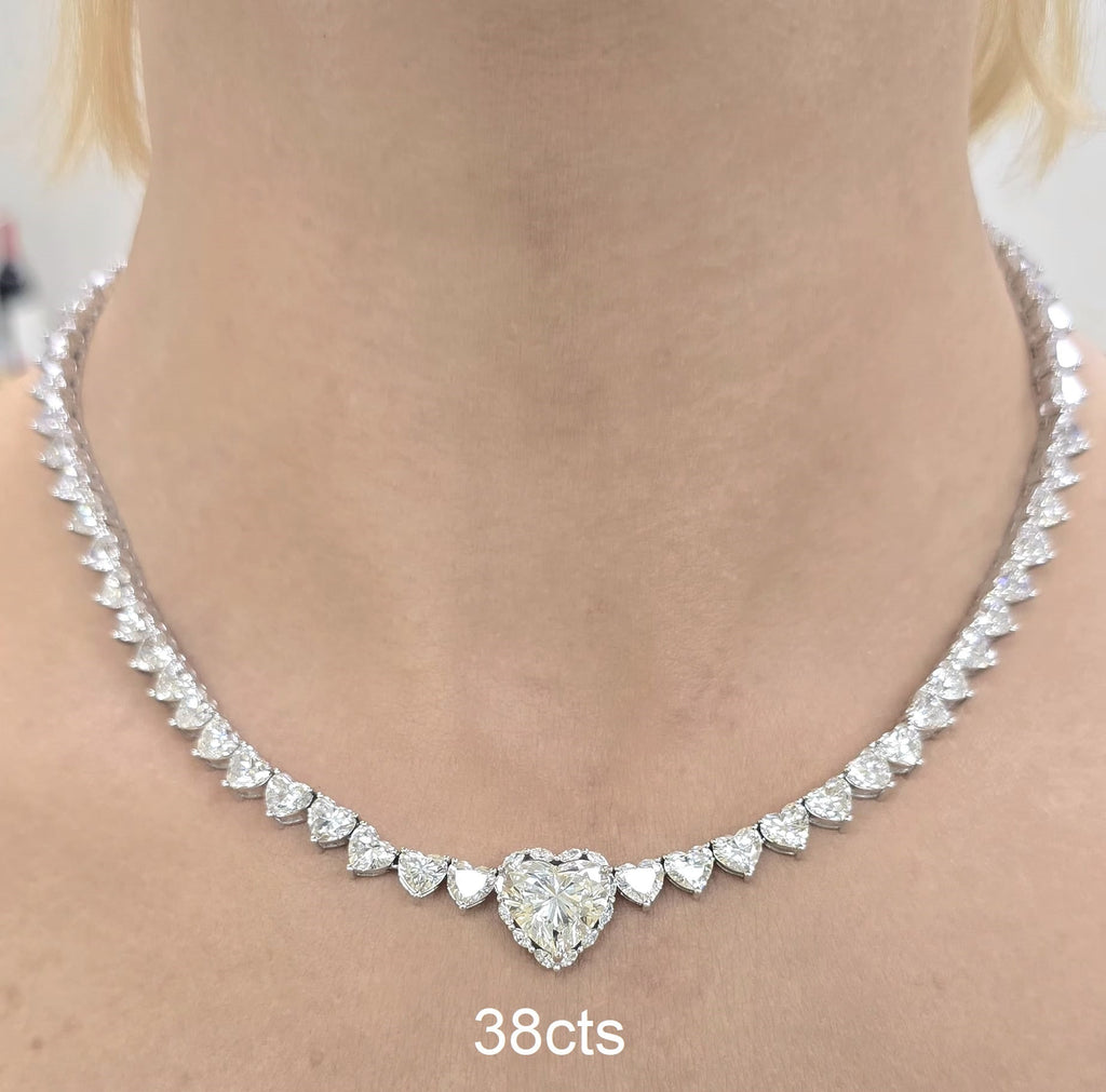Lab Grown 38cts Heart Diamond Necklace