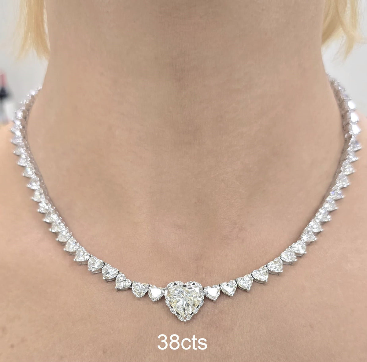 Lab Grown 38cts Heart Diamond Necklace