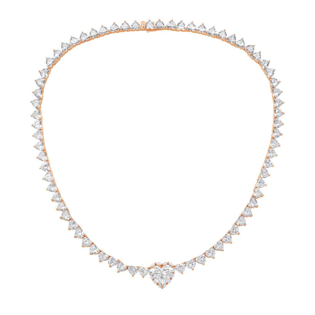 Lab Grown 38cts Heart Diamond Necklace