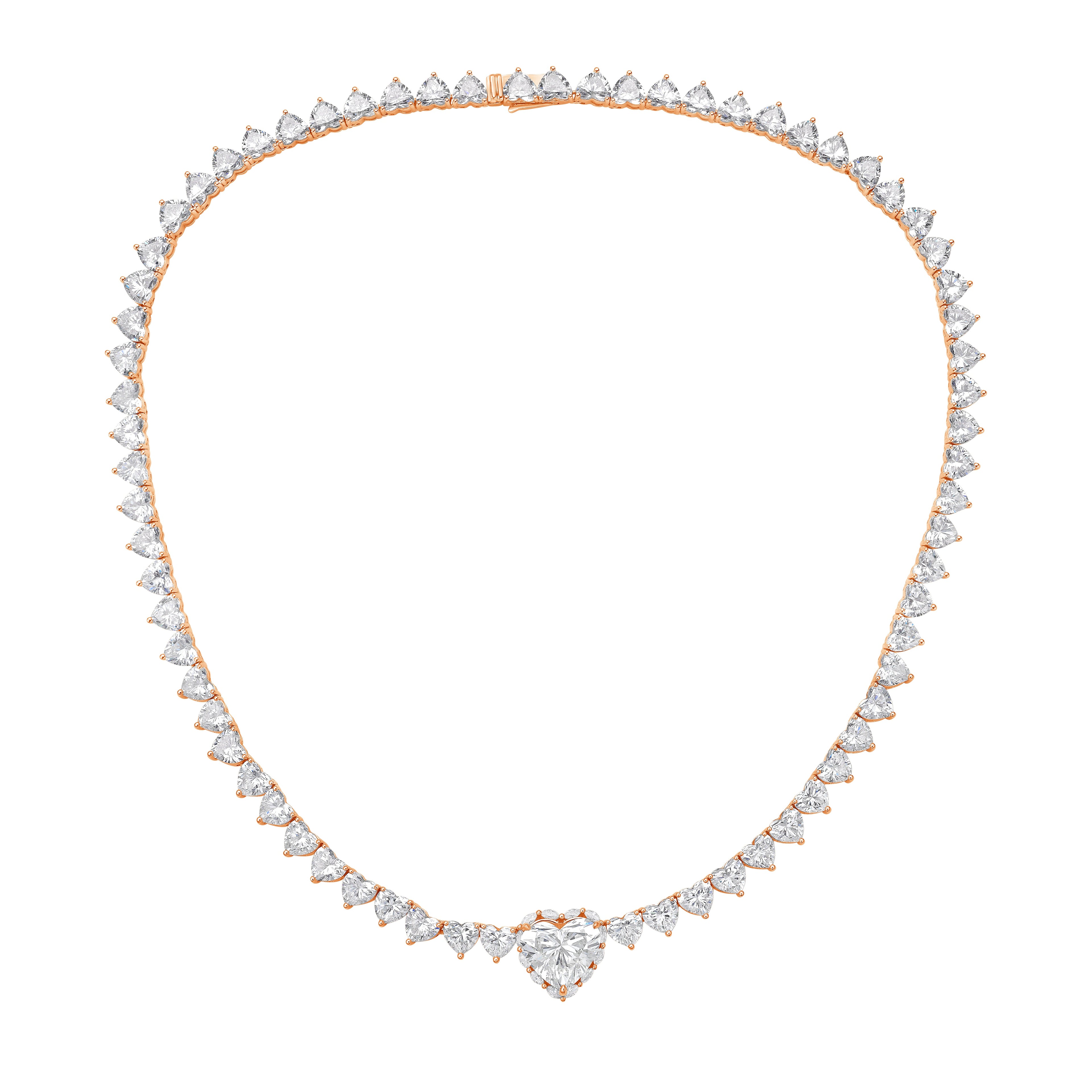 Lab Grown 38cts Heart Diamond Necklace