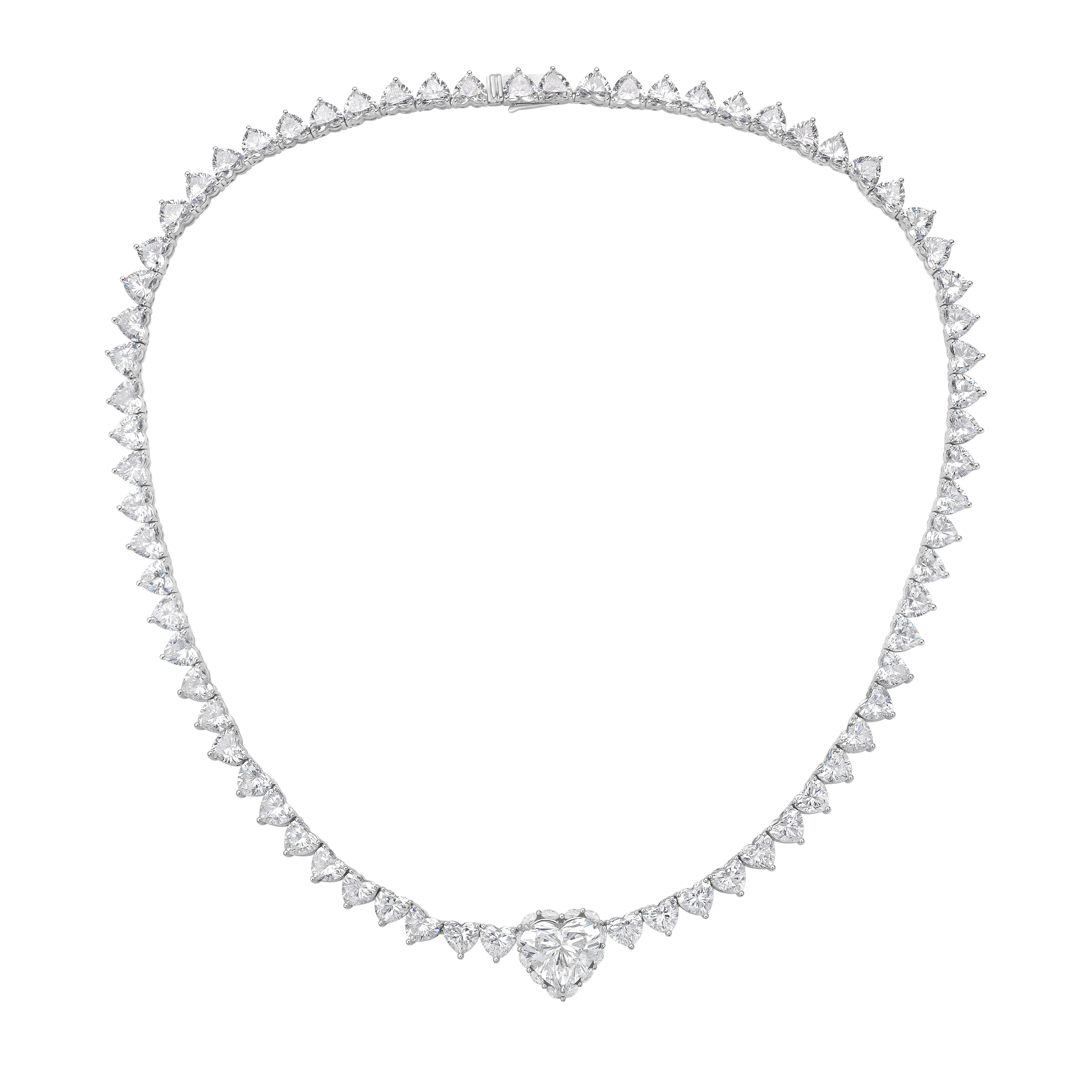 Lab Grown 38cts Heart Diamond Necklace