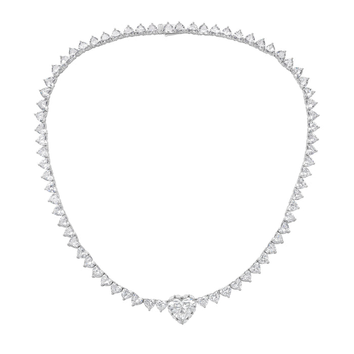 Lab Grown 38cts Heart Diamond Necklace