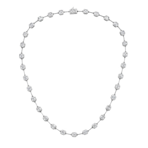 Lab Grown Asscher Diamond Bezel Station Necklace