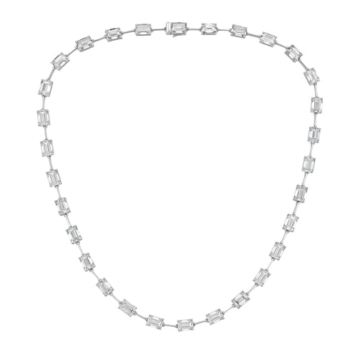 Lab Grown Emerald Cut Diamond Station Necklace