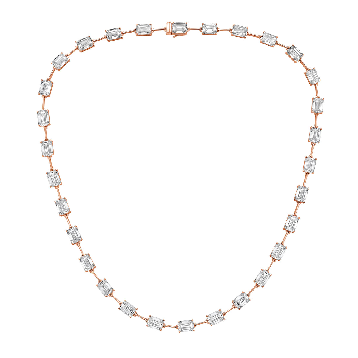 Lab Grown Emerald Cut Diamond Station Necklace