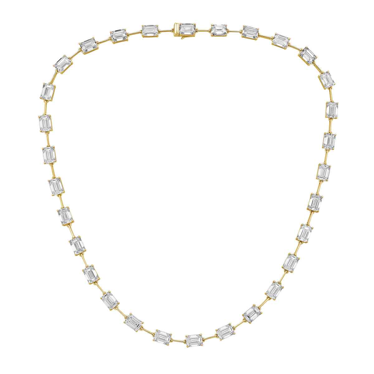 Lab Grown Emerald Cut Diamond Station Necklace