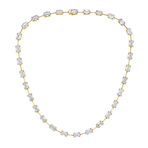 Lab Grown Emerald Cut Diamond Station Necklace