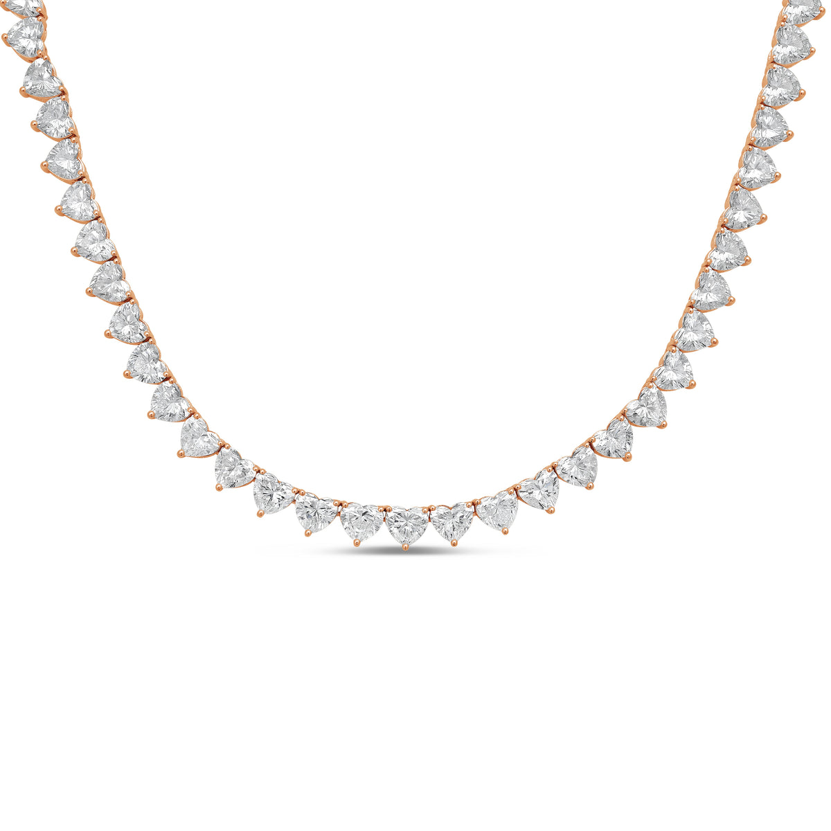 Lab Grown Heart Diamond Tennis Necklace
