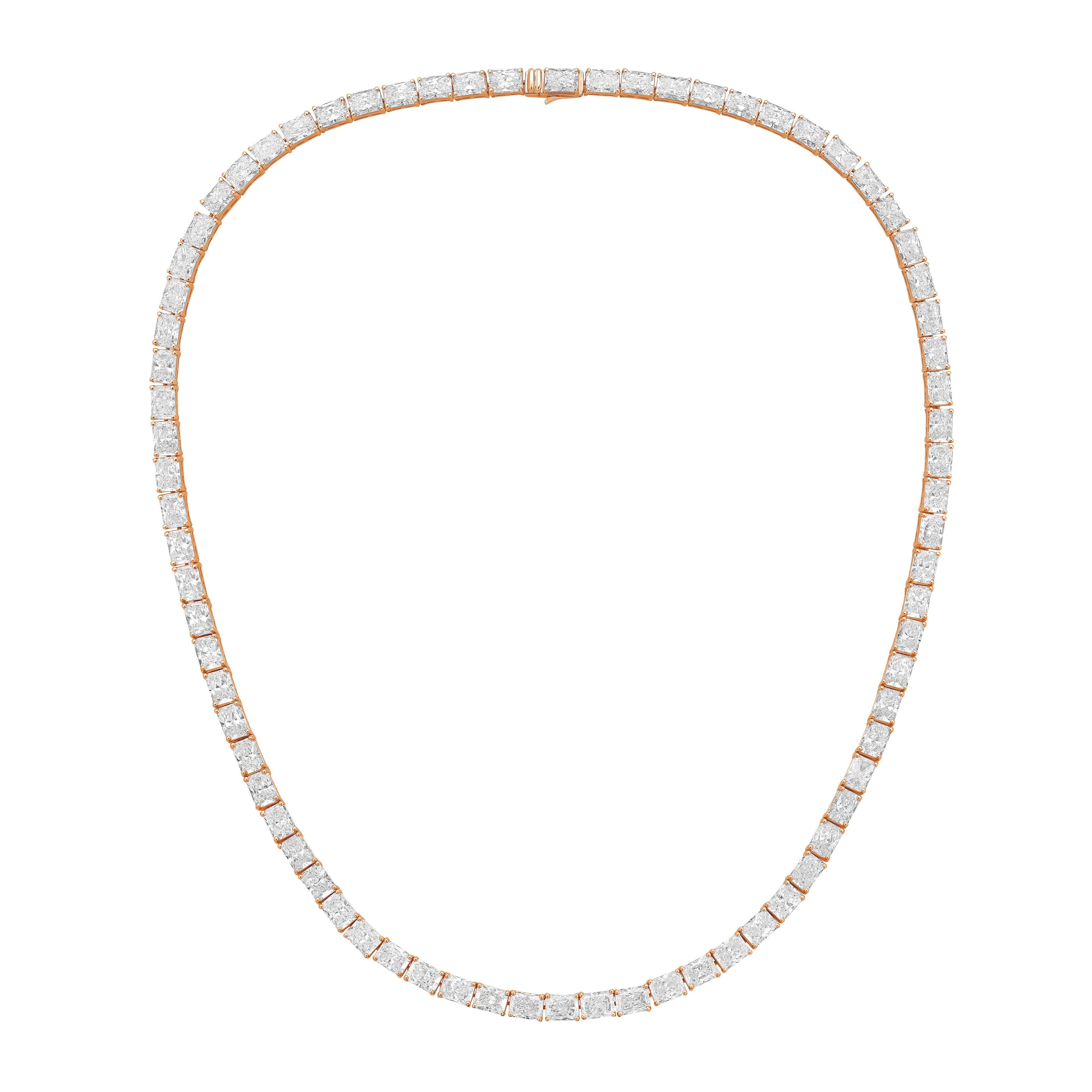 Lab Grown Radiant Cut Diamond Tennis Necklace