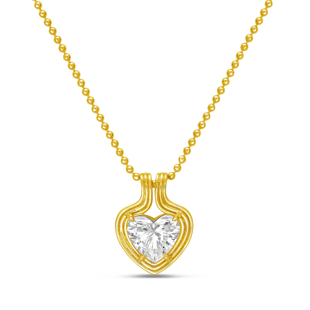 Lab-Grown Heart Diamond On Sleeve Pendant