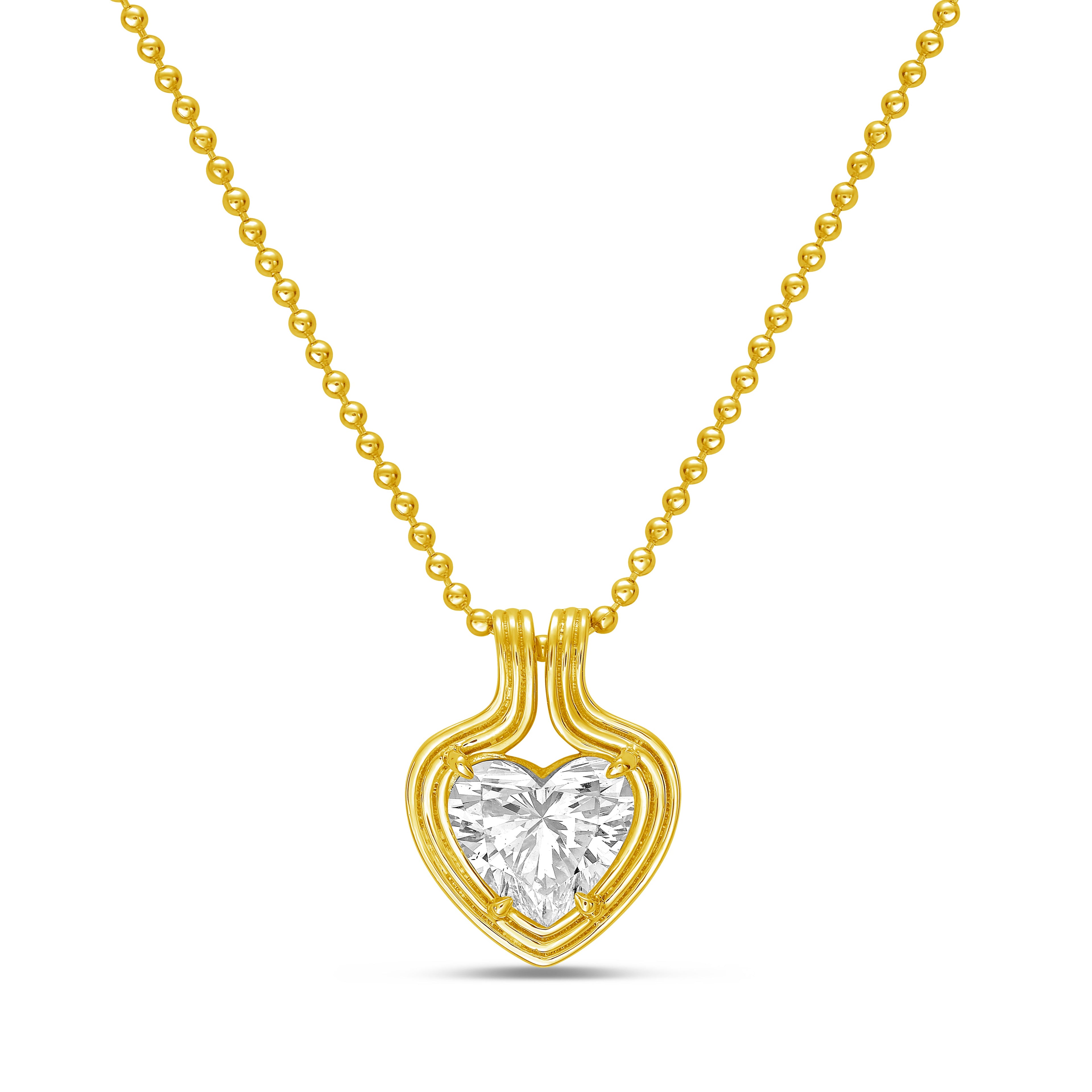 Lab-Grown Heart Diamond On Sleeve Pendant