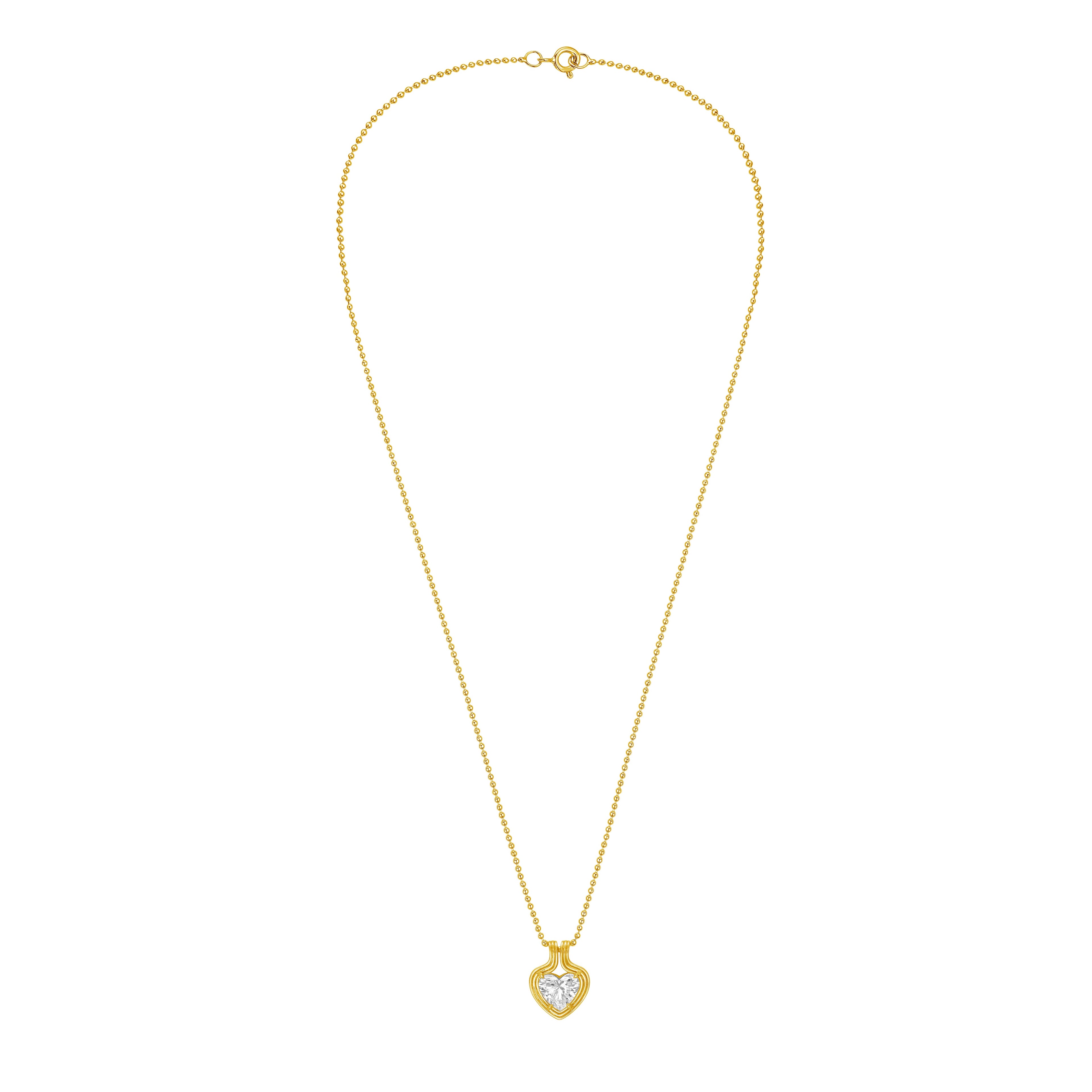 Lab-Grown Heart Diamond On Sleeve Pendant