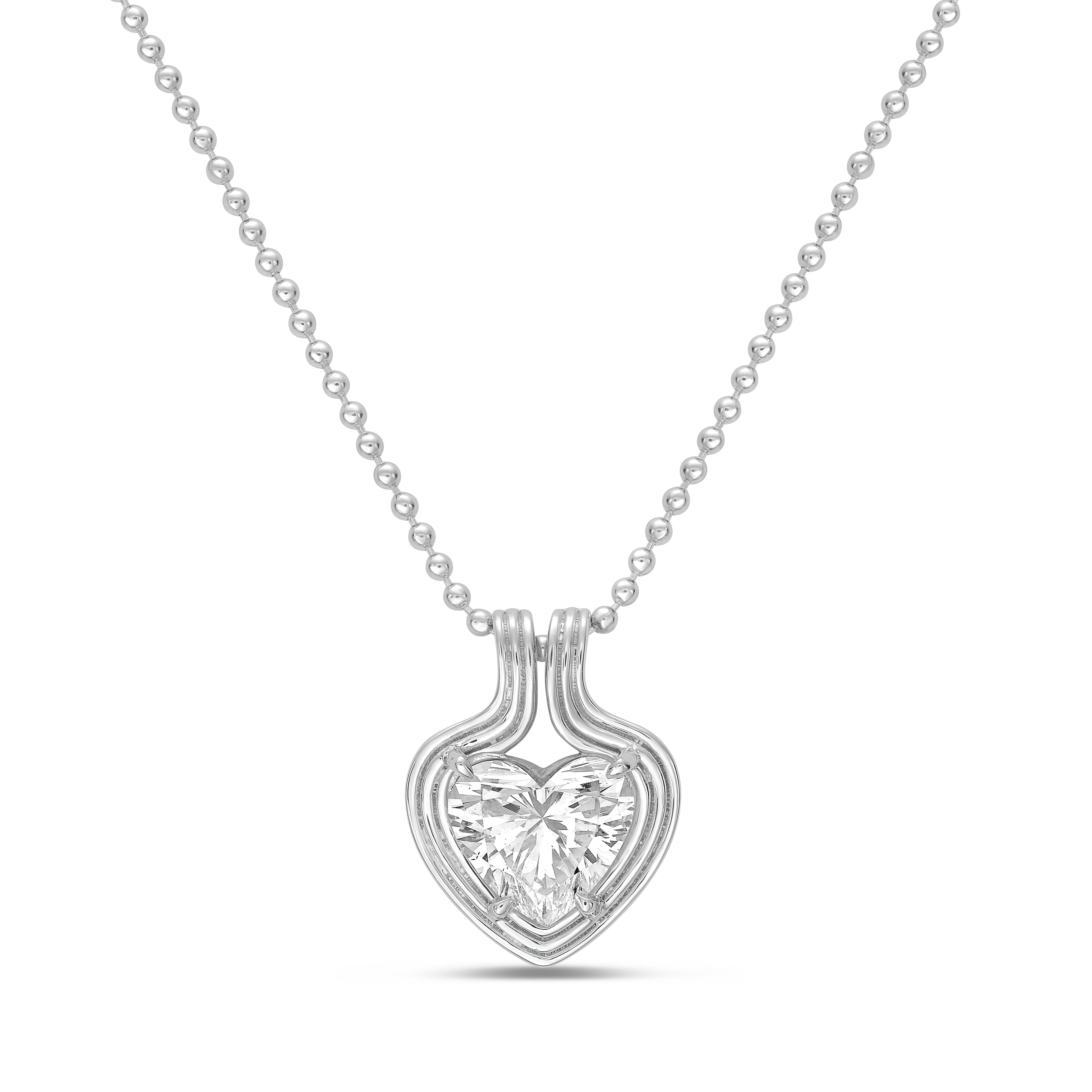 Lab-Grown Heart Diamond On Sleeve Pendant
