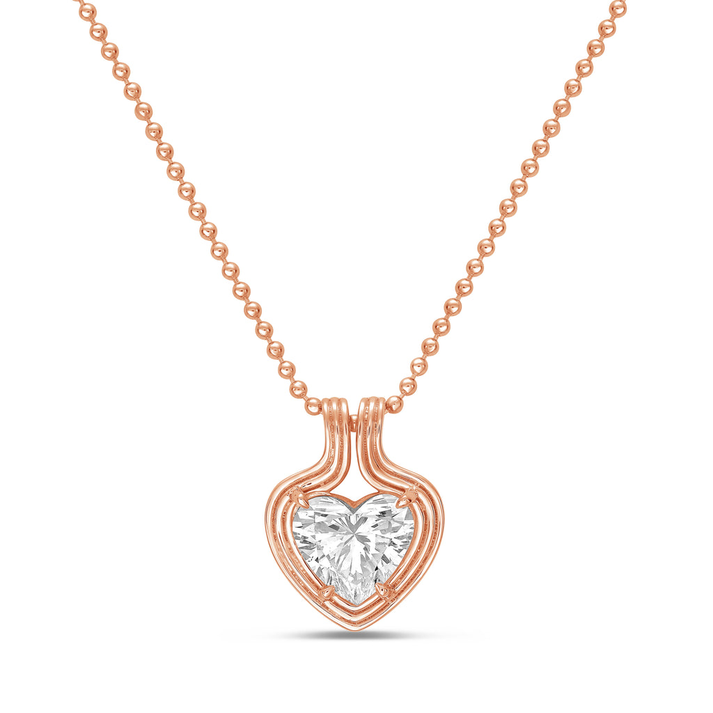 Lab-Grown Heart Diamond On Sleeve Pendant
