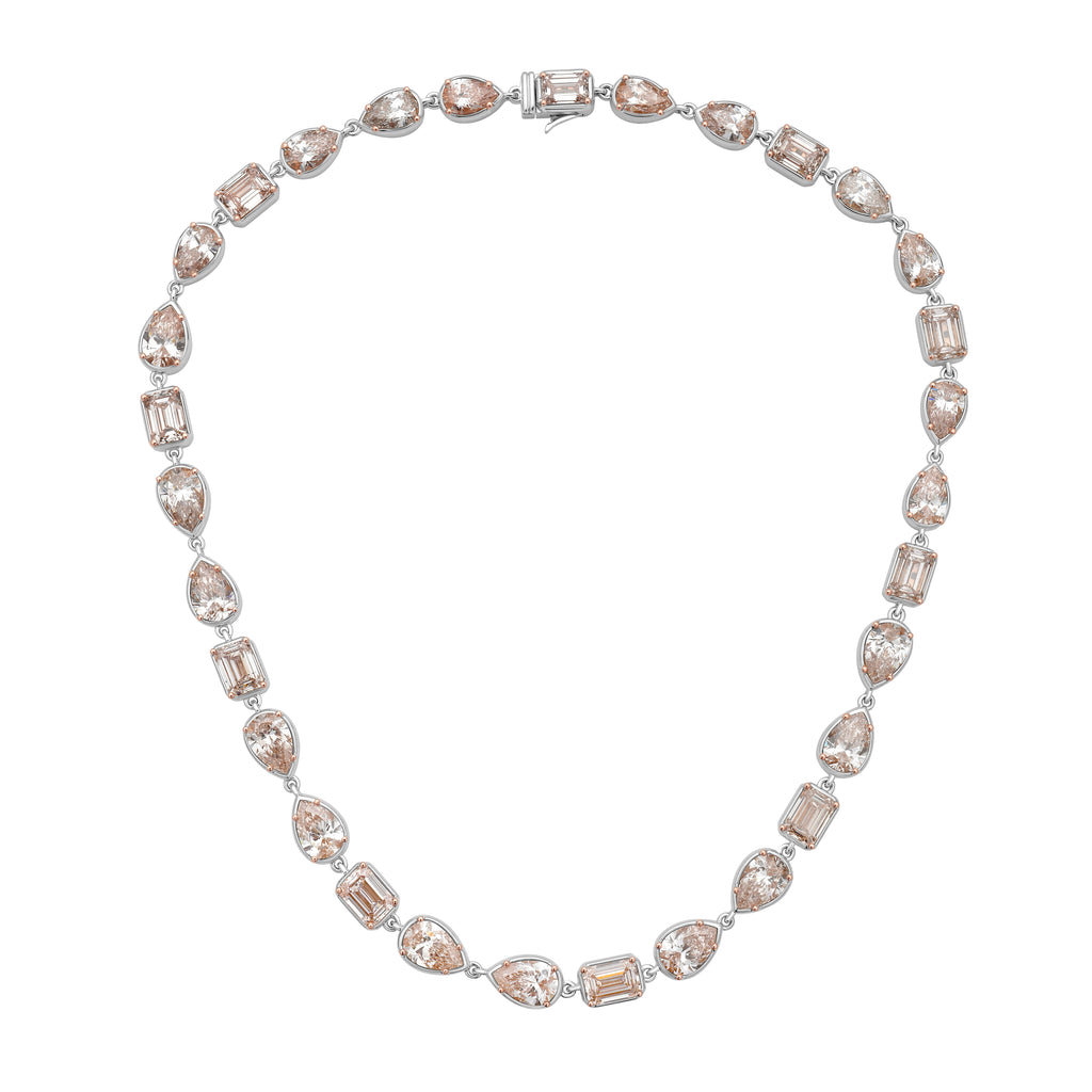 Lab Grown Multi-Cut Pink Diamond Bezel Necklace