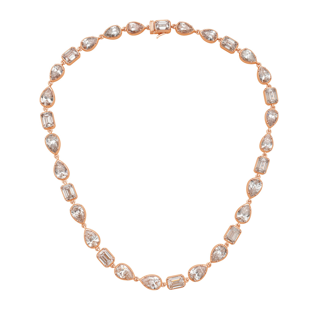 Lab Grown Multi-Cut Pink Diamond Bezel Necklace