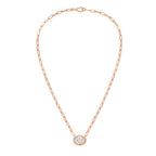 Lab Grown Oval Bezel Pendant With Paperclip Chain