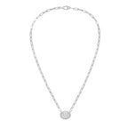 Lab Grown Oval Bezel Pendant With Paperclip Chain