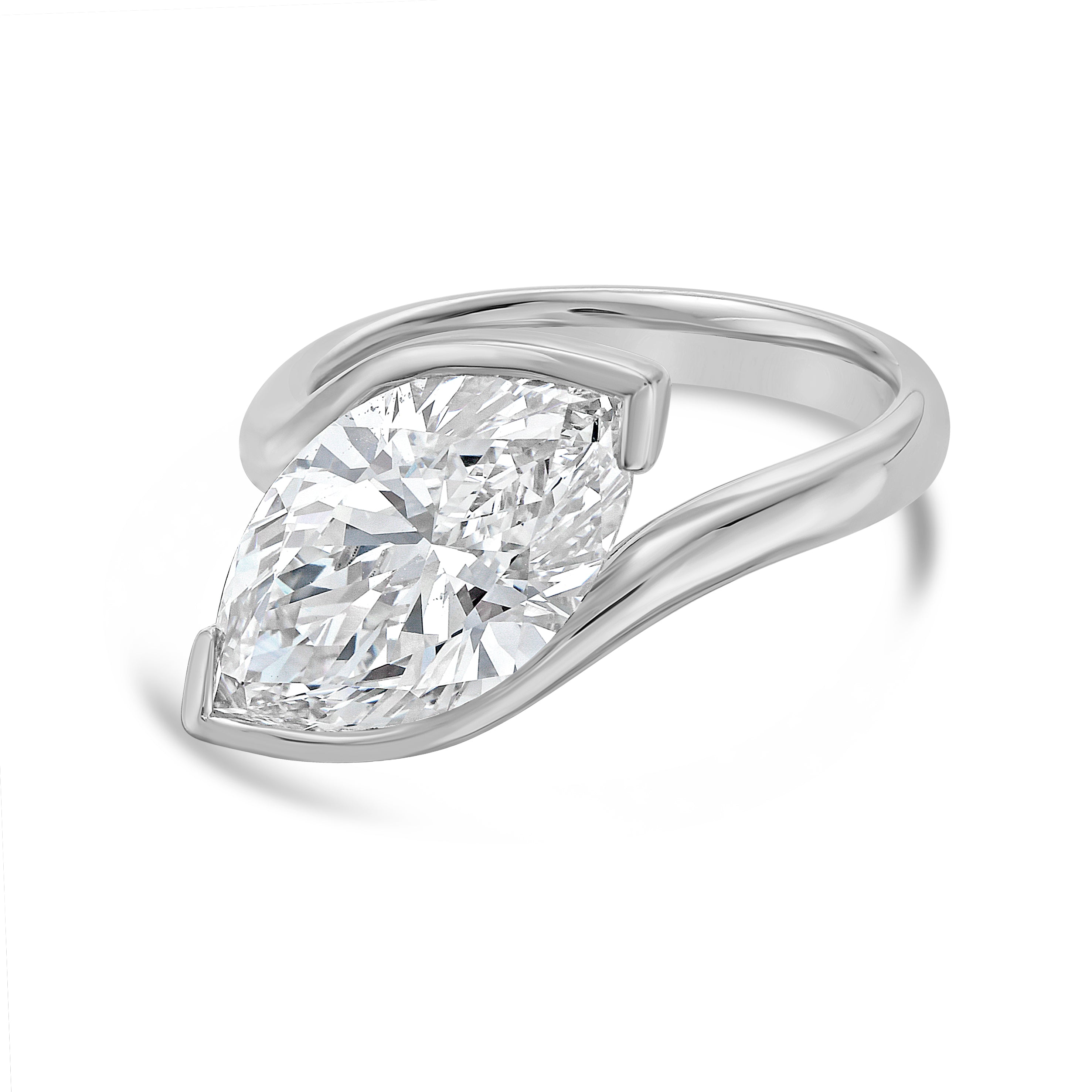 Lab Grown Marquise Bypass Ring, 18K Gold