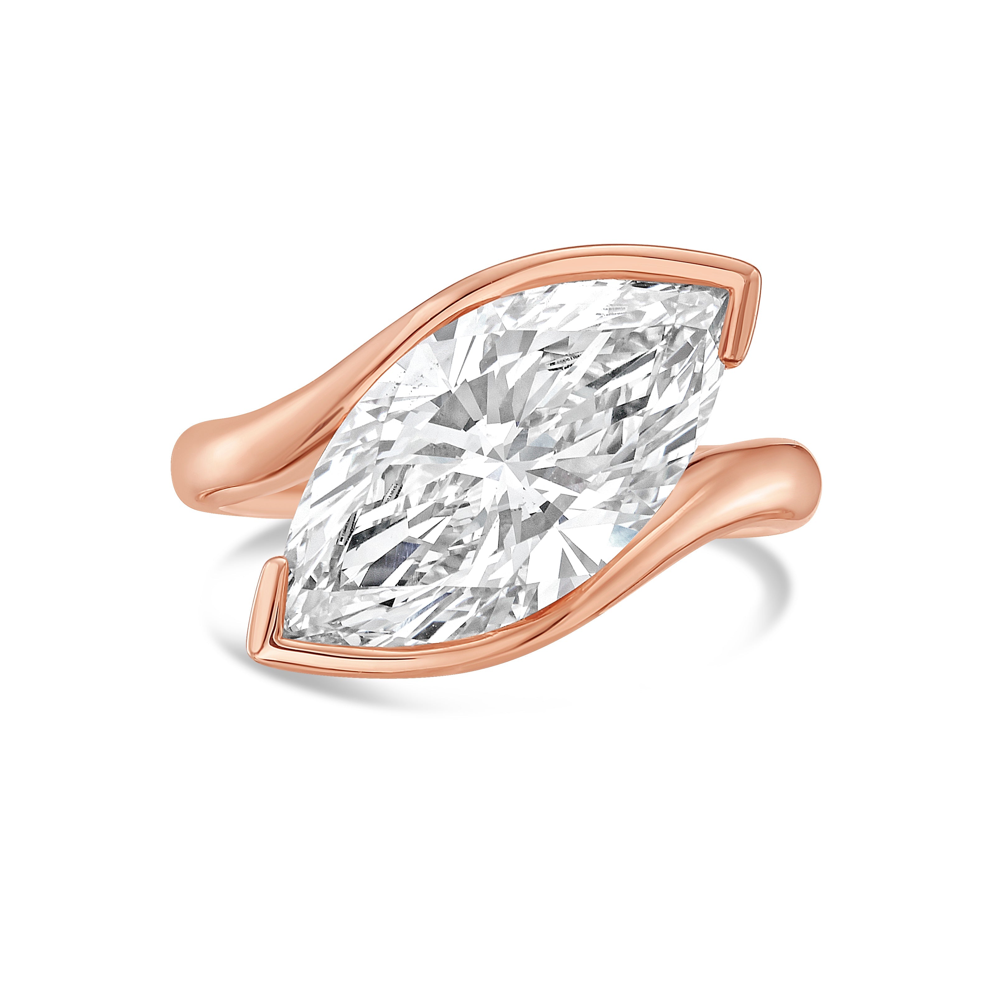 Lab Grown Marquise Bypass Ring, 18K Gold
