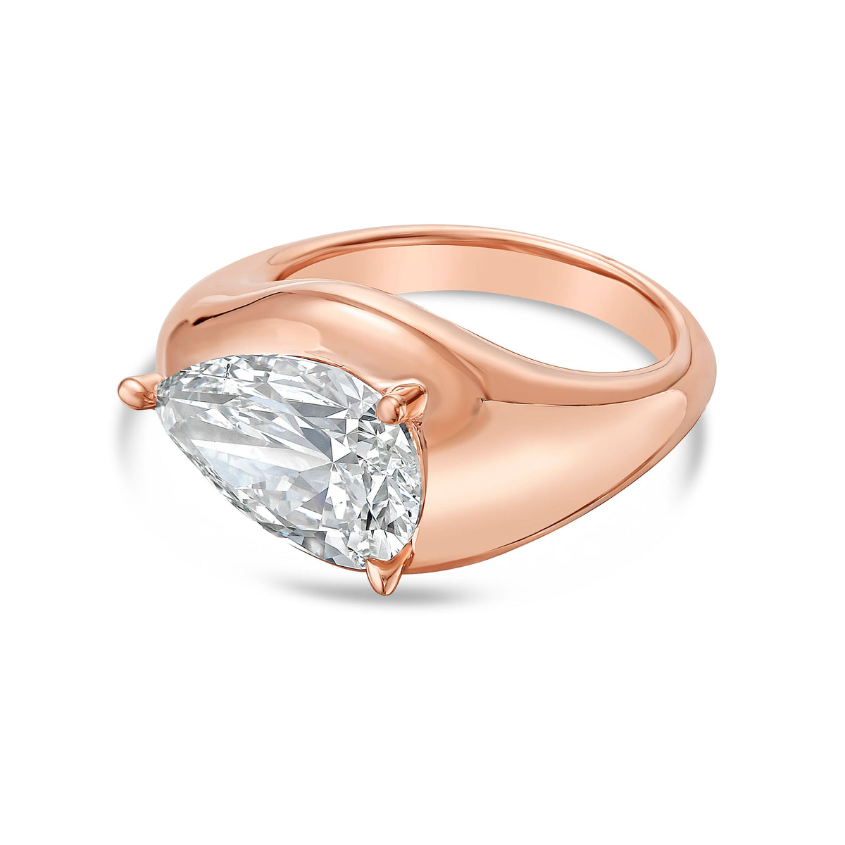 Lab-Grown East-West Pear Diamond Dome Ring