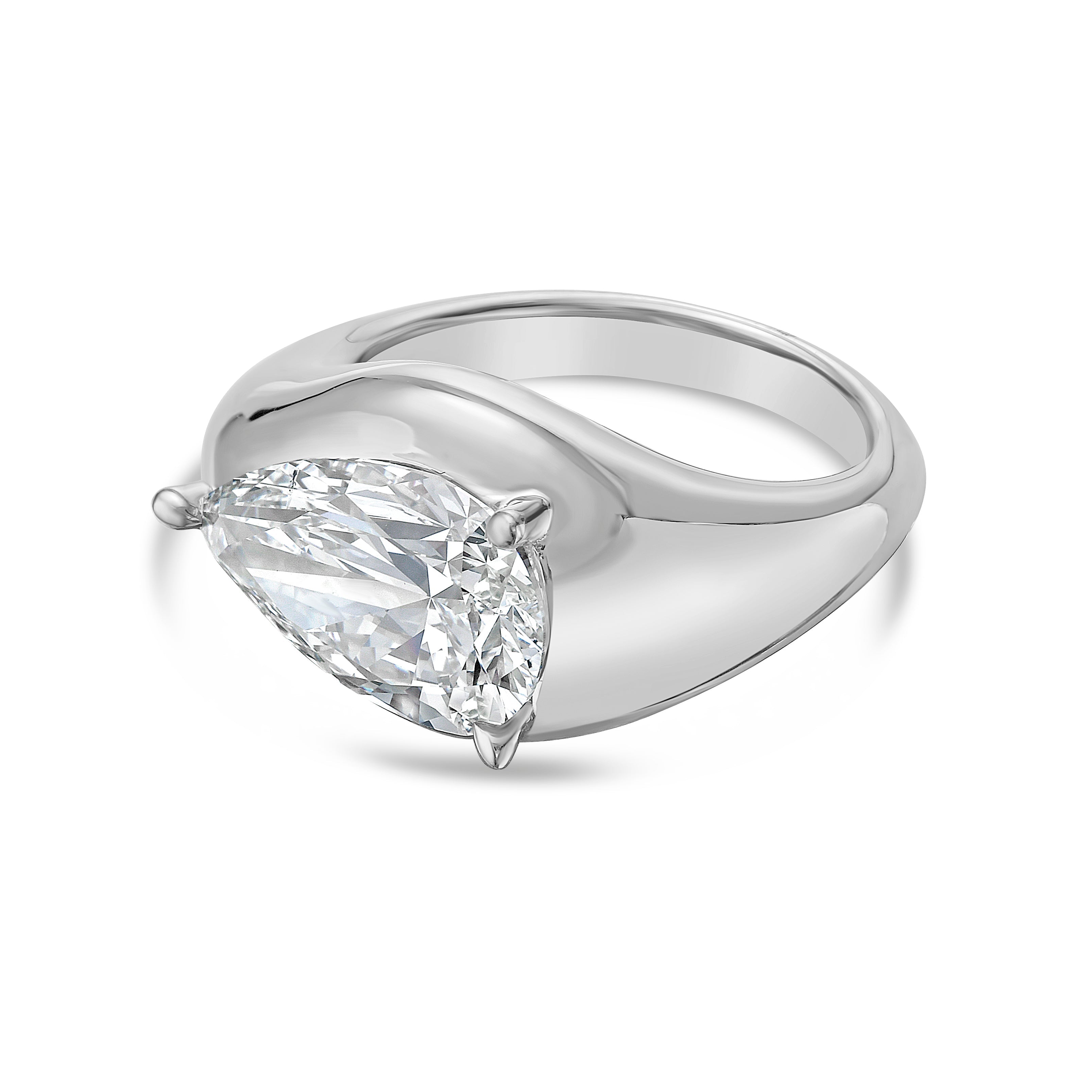 Lab-Grown East-West Pear Diamond Dome Ring, 18k Gold